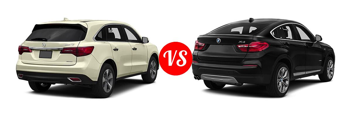 2016 Acura MDX SUV SH-AWD 4dr vs. 2016 BMW X4 SUV xDrive28i / xDrive35i - Rear Right Comparison