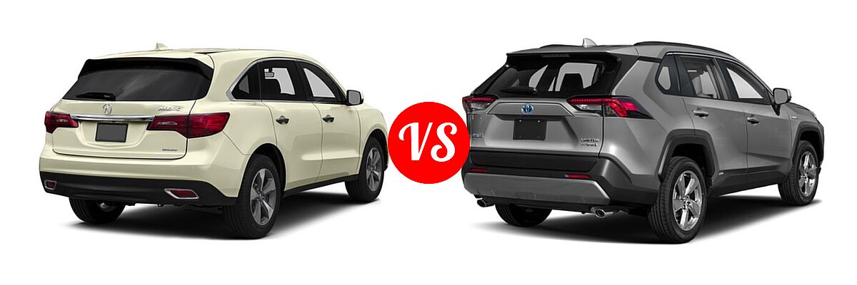 2016 Acura MDX SUV SH-AWD 4dr vs. 2019 Toyota RAV4 Hybrid SUV Hybrid  - Rear Right Comparison