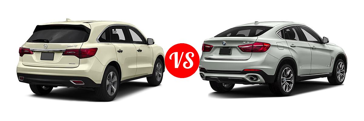 2016 Acura MDX SUV SH-AWD 4dr vs. 2016 BMW X6 SUV sDrive35i / xDrive35i / xDrive50i - Rear Right Comparison