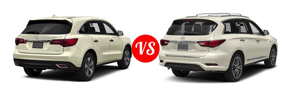2016 Acura MDX SUV SH-AWD 4dr vs. 2016 Infiniti QX60 SUV Hybrid Hybrid - Rear Right Comparison
