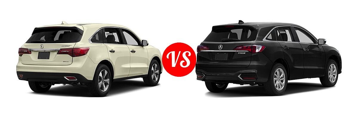2016 Acura MDX SUV w/AcuraWatch Plus vs. 2016 Acura RDX SUV AcuraWatch Plus Pkg / FWD 4dr - Rear Right Comparison