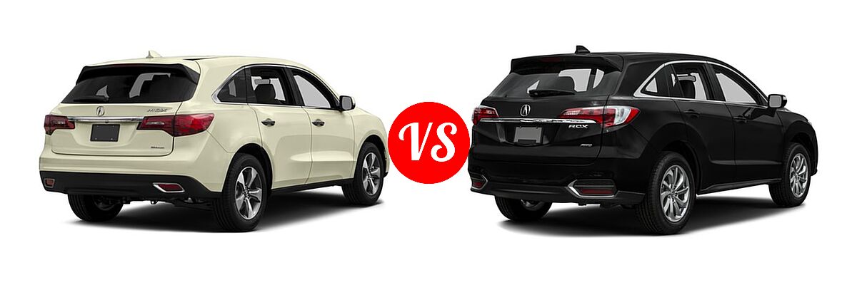 2016 Acura MDX SUV w/AcuraWatch Plus vs. 2016 Acura RDX SUV AWD 4dr - Rear Right Comparison