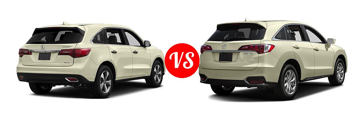 2016 Acura MDX SUV w/AcuraWatch Plus vs. 2016 Acura RDX SUV AcuraWatch Plus Pkg - Rear Right Comparison