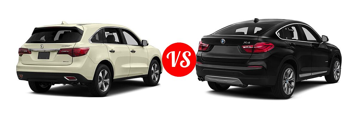 2016 Acura MDX SUV w/AcuraWatch Plus vs. 2016 BMW X4 SUV xDrive28i / xDrive35i - Rear Right Comparison