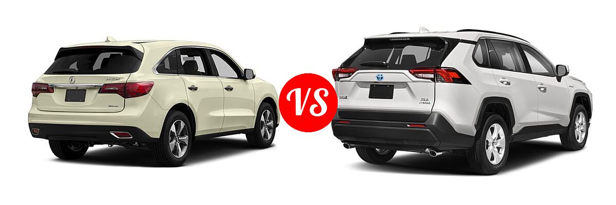 2016 Acura MDX SUV w/AcuraWatch Plus vs. 2019 Toyota RAV4 Hybrid SUV Hybrid  - Rear Right Comparison