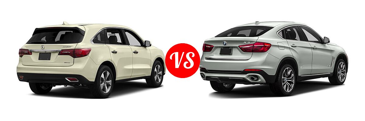 2016 Acura MDX SUV w/AcuraWatch Plus vs. 2016 BMW X6 SUV sDrive35i / xDrive35i / xDrive50i - Rear Right Comparison