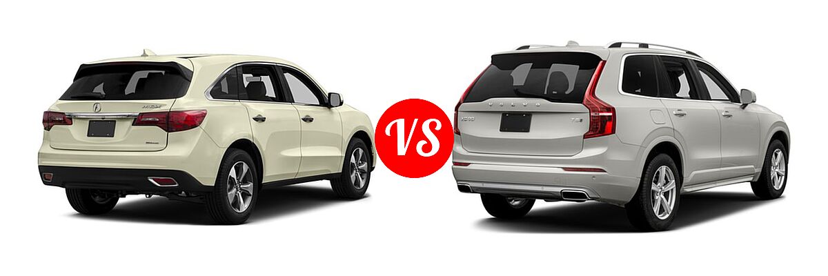 2016 Acura MDX SUV w/AcuraWatch Plus vs. 2016 Volvo XC90 SUV T5 Inscription / T5 Momentum - Rear Right Comparison