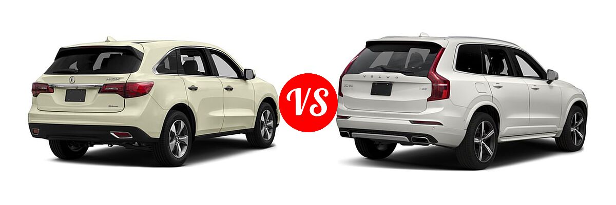 2016 Acura MDX SUV w/AcuraWatch Plus vs. 2016 Volvo XC90 SUV T5 R-Design / T6 R-Design - Rear Right Comparison