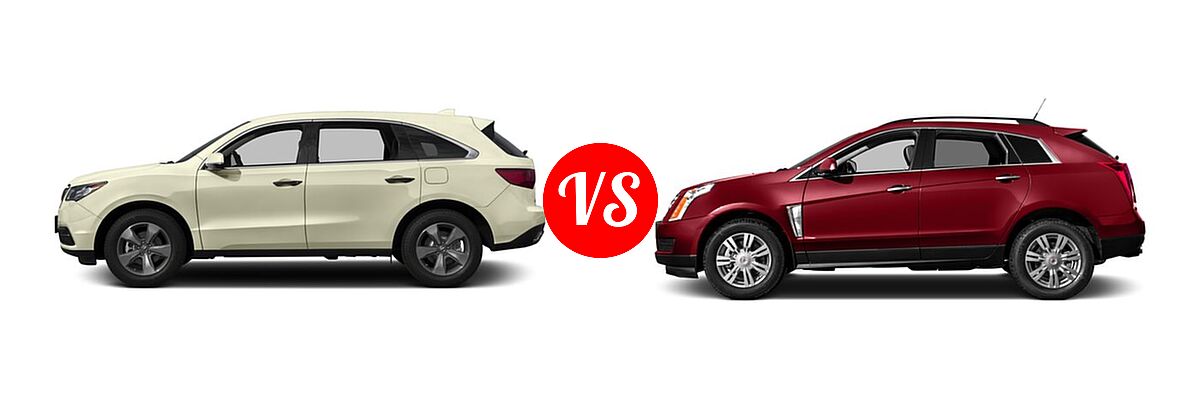 2016 Acura MDX SUV SH-AWD 4dr vs. 2016 Cadillac SRX SUV Luxury Collection / Performance Collection / Premium Collection - Side Comparison