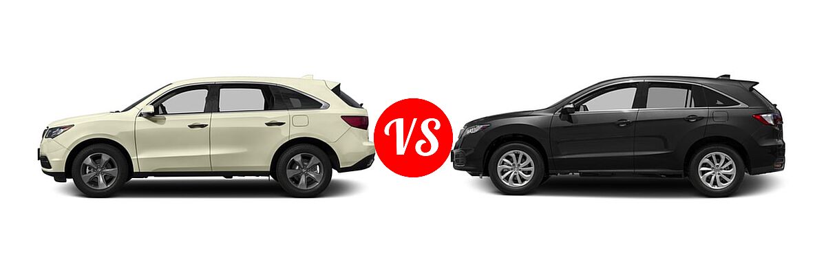 2016 Acura MDX SUV SH-AWD 4dr vs. 2016 Acura RDX SUV AcuraWatch Plus Pkg / FWD 4dr - Side Comparison