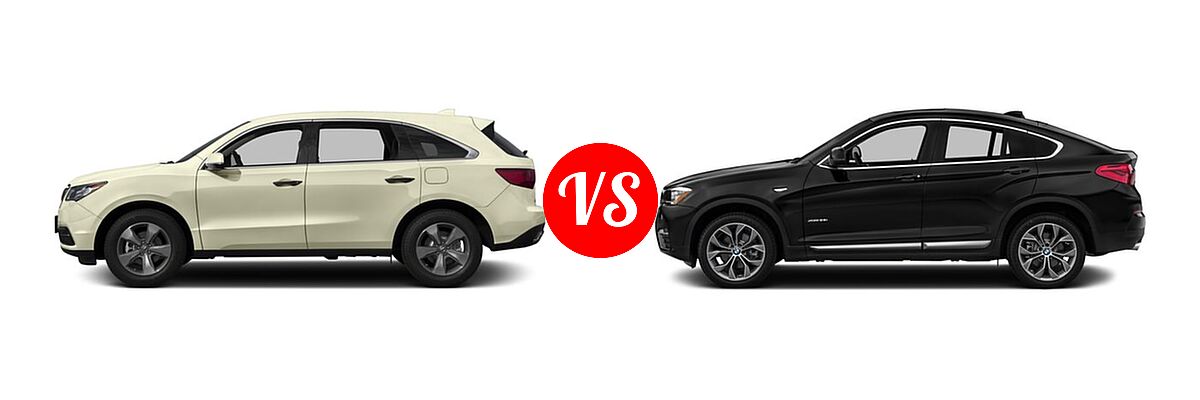 2016 Acura MDX SUV SH-AWD 4dr vs. 2016 BMW X4 SUV xDrive28i / xDrive35i - Side Comparison