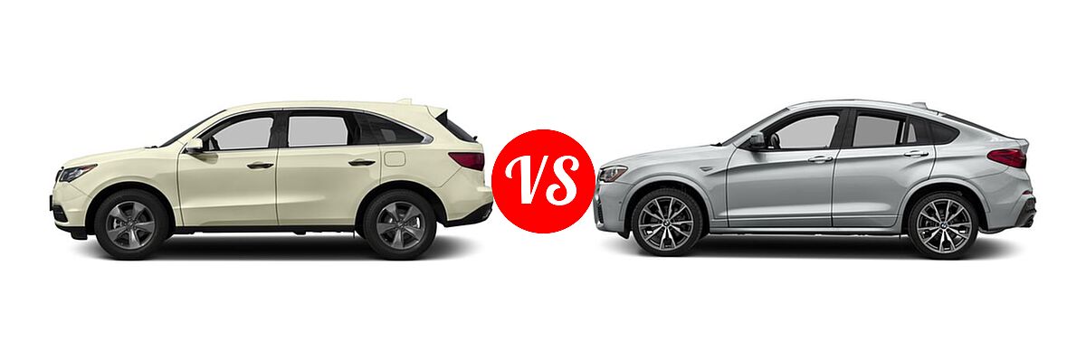 2016 Acura MDX SUV SH-AWD 4dr vs. 2016 BMW X4 M40i SUV M40i - Side Comparison