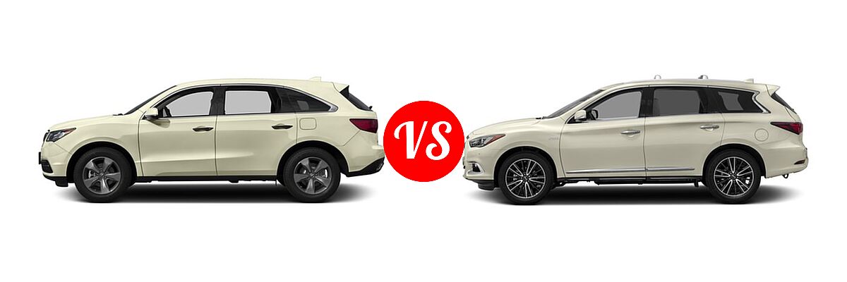 2016 Acura MDX SUV SH-AWD 4dr vs. 2016 Infiniti QX60 SUV Hybrid Hybrid - Side Comparison