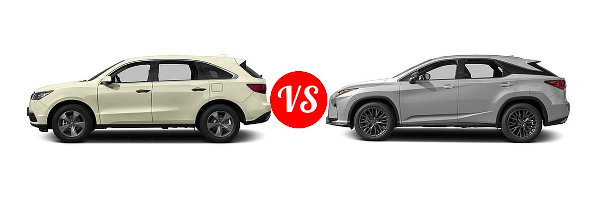 2016 Acura MDX SUV SH-AWD 4dr vs. 2016 Lexus RX 350 SUV F Sport - Side Comparison