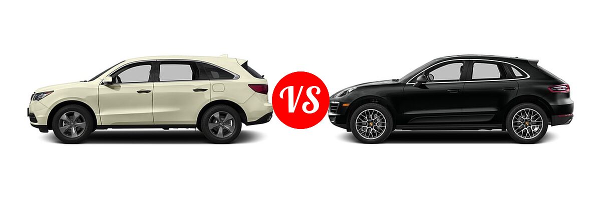 2016 Acura MDX SUV SH-AWD 4dr vs. 2016 Porsche Macan SUV S / Turbo - Side Comparison