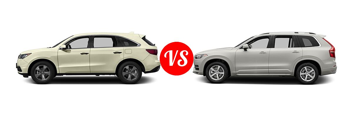 2016 Acura MDX SUV SH-AWD 4dr vs. 2016 Volvo XC90 SUV T5 Inscription / T5 Momentum - Side Comparison