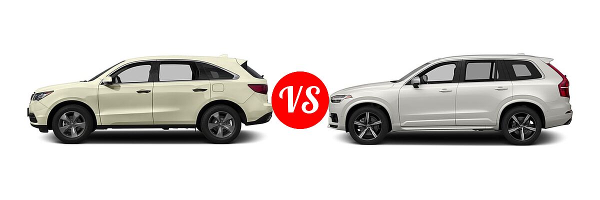 2016 Acura MDX SUV SH-AWD 4dr vs. 2016 Volvo XC90 SUV T5 R-Design / T6 R-Design - Side Comparison