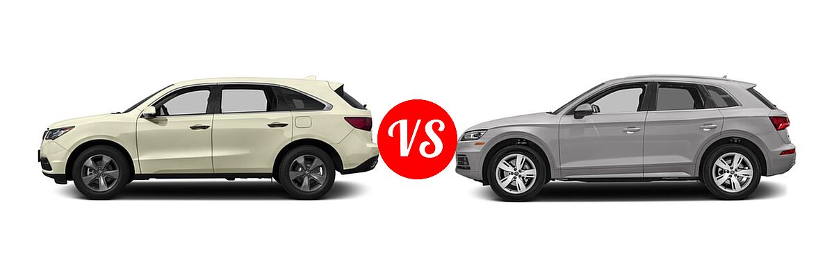2016 Acura MDX SUV SH-AWD 4dr vs. 2018 Audi Q5 SUV Premium / Premium Plus / Prestige - Side Comparison