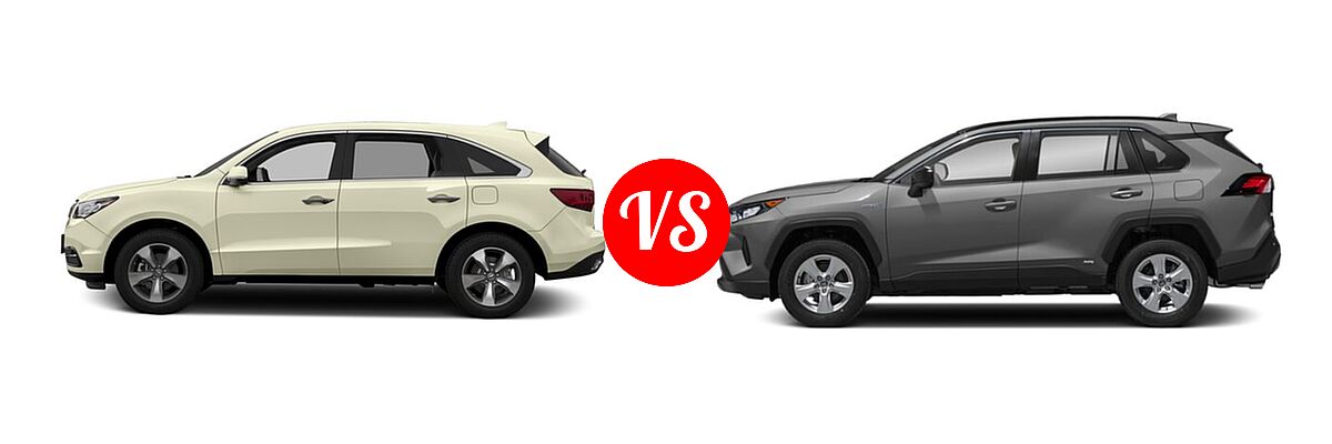 2016 Acura MDX SUV w/AcuraWatch Plus vs. 2019 Toyota RAV4 Hybrid SUV Hybrid  - Side Comparison