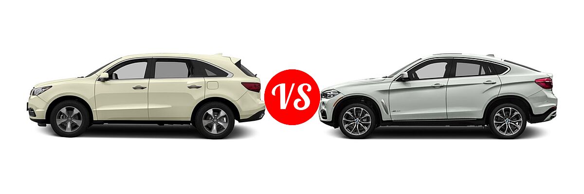 2016 Acura MDX SUV w/AcuraWatch Plus vs. 2016 BMW X6 SUV sDrive35i / xDrive35i / xDrive50i - Side Comparison