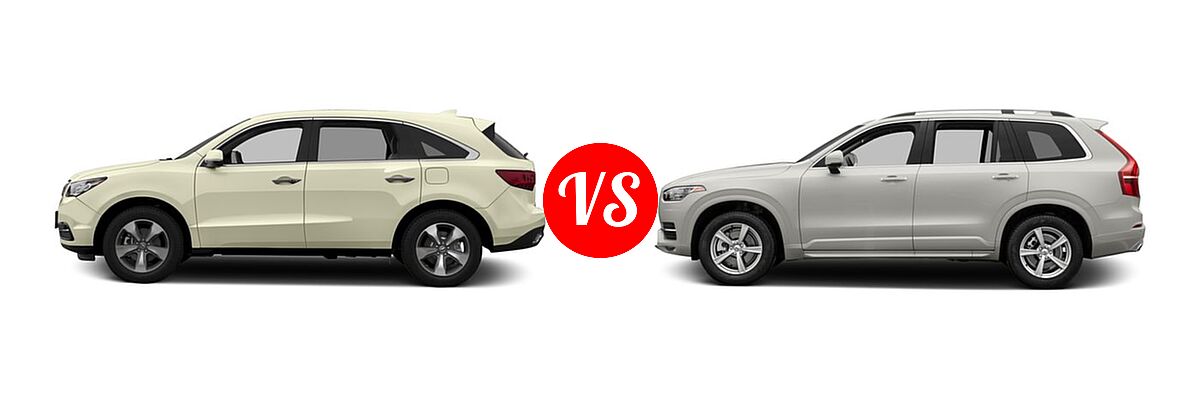 2016 Acura MDX SUV w/AcuraWatch Plus vs. 2016 Volvo XC90 SUV T5 Inscription / T5 Momentum - Side Comparison