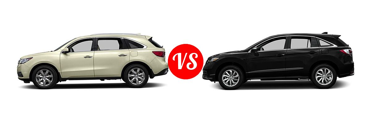 2016 Acura MDX SUV w/Advance vs. 2016 Acura RDX SUV AWD 4dr - Side Comparison