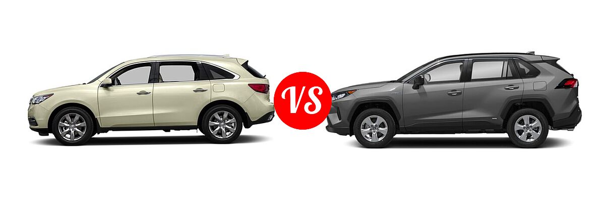 2016 Acura MDX SUV w/Advance vs. 2019 Toyota RAV4 Hybrid SUV Hybrid  - Side Comparison