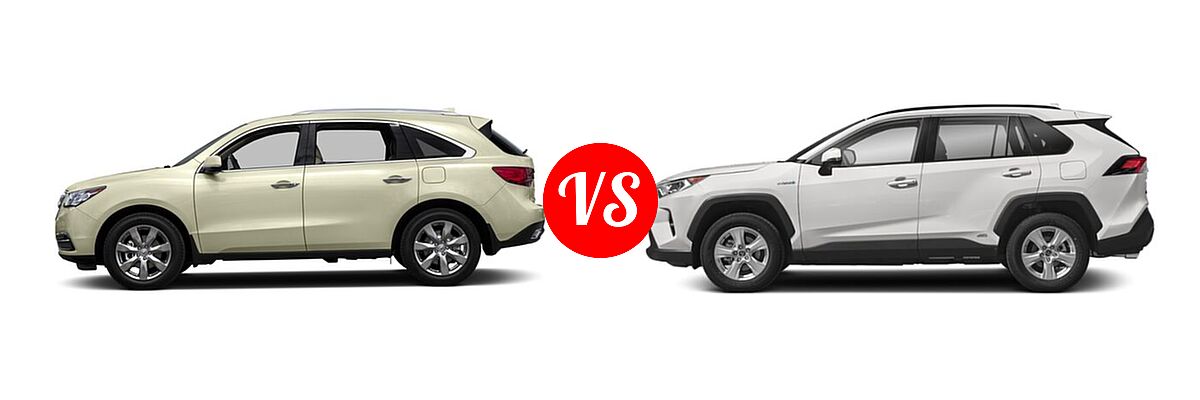 2016 Acura MDX SUV w/Advance vs. 2019 Toyota RAV4 Hybrid SUV Hybrid  - Side Comparison