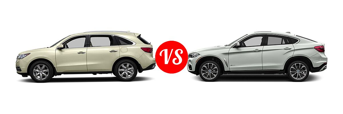 2016 Acura MDX SUV w/Advance vs. 2016 BMW X6 SUV sDrive35i / xDrive35i / xDrive50i - Side Comparison