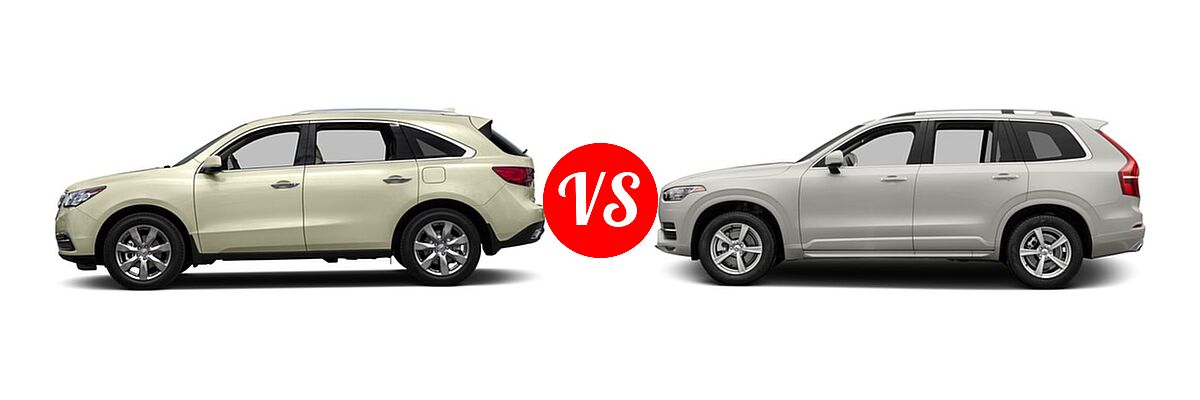 2016 Acura MDX SUV w/Advance vs. 2016 Volvo XC90 SUV T5 Inscription / T5 Momentum - Side Comparison