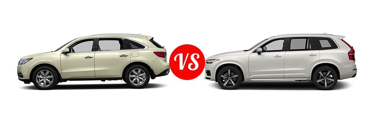 2016 Acura MDX SUV w/Advance vs. 2016 Volvo XC90 SUV T5 R-Design / T6 R-Design - Side Comparison