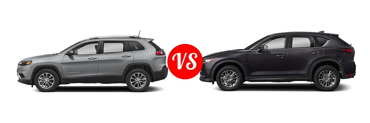 2019 Jeep Cherokee SUV Latitude / Latitude Plus / Limited / Overland / Trailhawk / Trailhawk Elite vs. 2019 Mazda CX-5 SUV Touring - Side Comparison