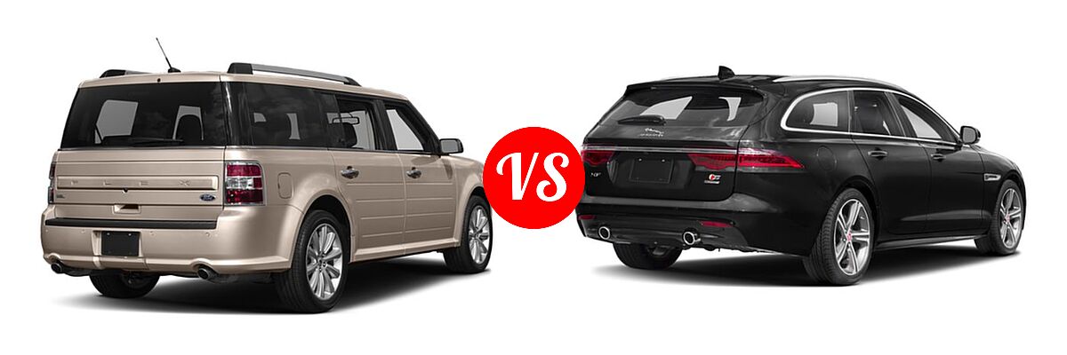 2019 Ford Flex Wagon Limited / Limited EcoBoost / SE / SEL vs. 2019 Jaguar XF Wagon Prestige / S - Rear Right Comparison