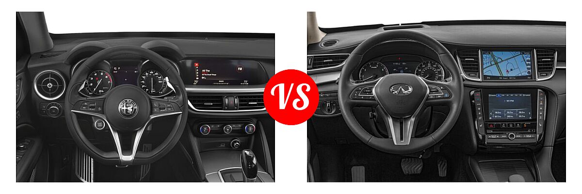2019 Alfa Romeo Stelvio SUV AWD / RWD / Ti vs. 2019 Infiniti QX50 SUV ESSENTIAL / LUXE / PURE - Dashboard Comparison