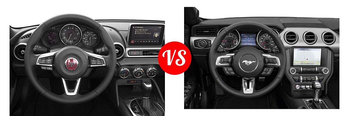 2019 FIAT 124 Spider Convertible Classica vs. 2019 Ford Mustang Convertible EcoBoost / EcoBoost Premium / GT Premium - Dashboard Comparison