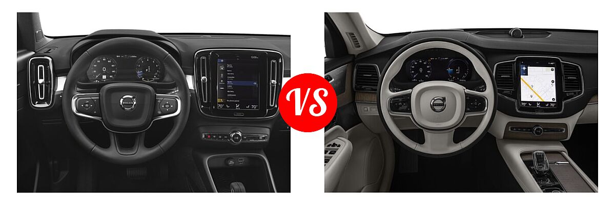2019 Volvo XC40 SUV Momentum / R-Design vs. 2021 Volvo XC90 SUV PHEV Inscription / Inscription Expression - Dashboard Comparison