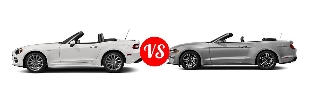 2019 FIAT 124 Spider Convertible Lusso vs. 2019 Ford Mustang Convertible EcoBoost / EcoBoost Premium / GT Premium - Side Comparison