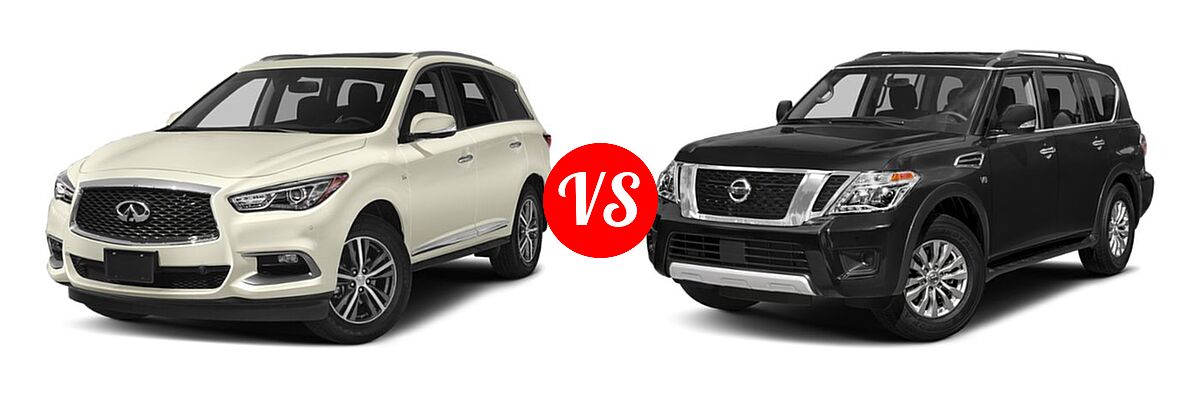 2019 Infiniti QX60 SUV LUXE / PURE vs. 2019 Nissan Armada SUV SV - Front Left Comparison