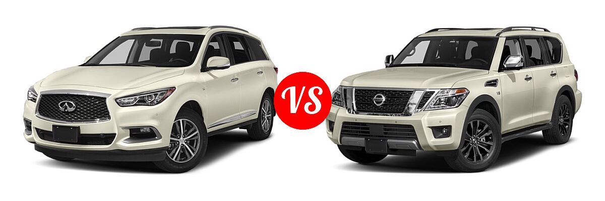 2019 Infiniti QX60 SUV LUXE / PURE vs. 2019 Nissan Armada SUV Platinum / SL - Front Left Comparison