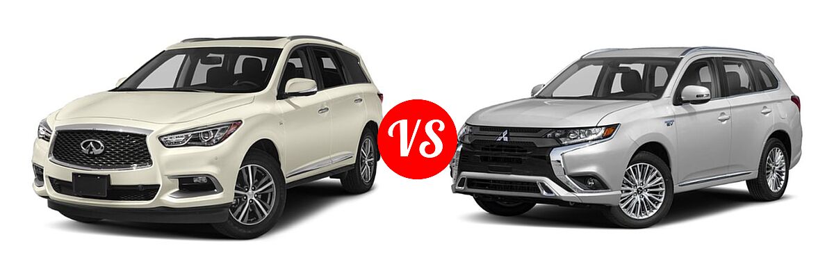 2019 Infiniti QX60 SUV LUXE / PURE vs. 2019 Mitsubishi Outlander PHEV SUV PHEV GT / SEL - Front Left Comparison