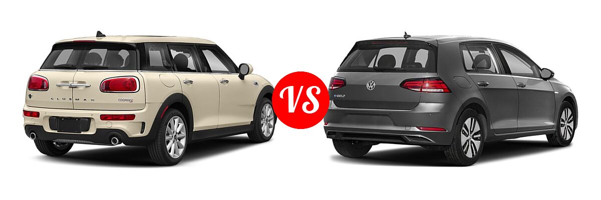 2019 MINI Clubman John Cooper Works Hatchback John Cooper Works vs. 2019 Volkswagen e-Golf Hatchback Electric SE / SEL Premium - Rear Right Comparison