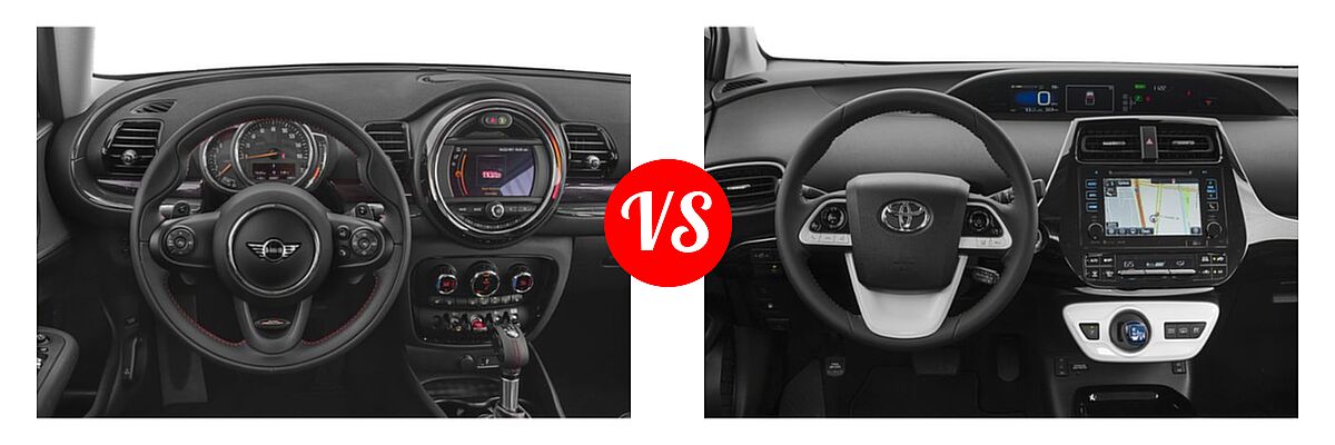 2019 MINI Clubman John Cooper Works Hatchback John Cooper Works vs. 2019 Toyota Prius Prime Hatchback PHEV Advanced / Plus / Premium - Dashboard Comparison
