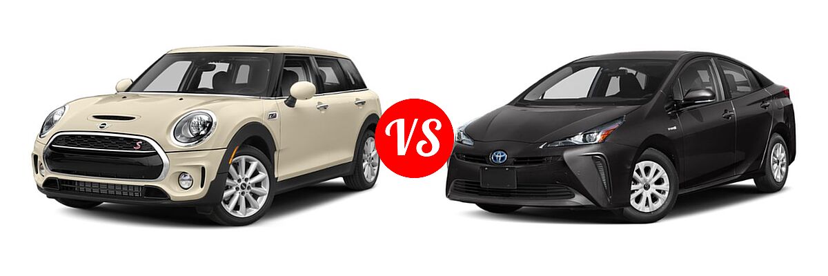 2019 MINI Clubman Hatchback Cooper / Cooper S vs. 2019 Toyota Prius Hatchback Hybrid L Eco / LE / Limited / XLE - Front Left Comparison