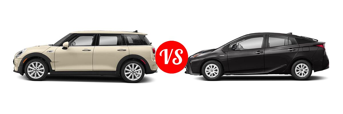 2019 MINI Clubman Hatchback Cooper / Cooper S vs. 2019 Toyota Prius Hatchback Hybrid L Eco / LE / Limited / XLE - Side Comparison