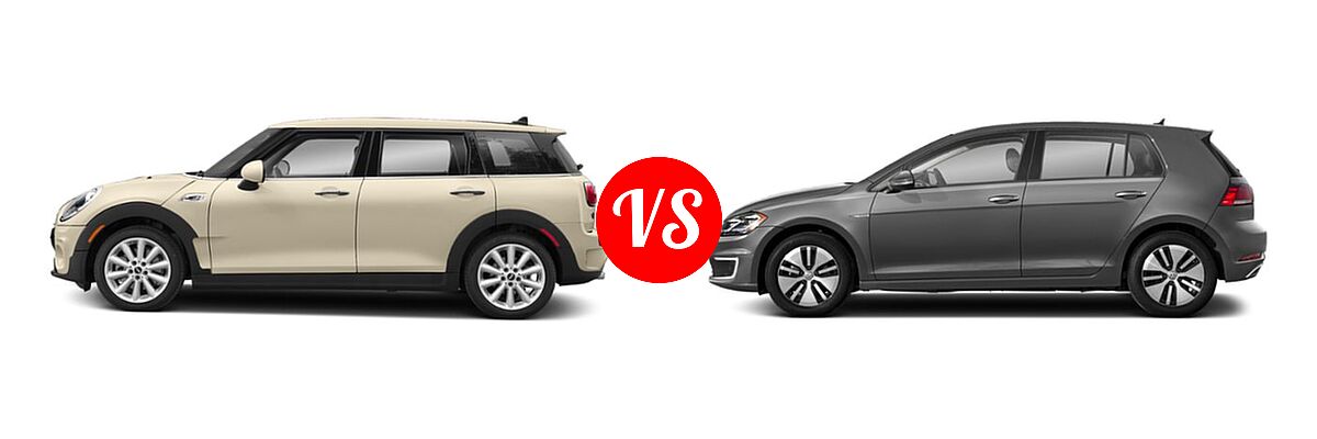 2019 MINI Clubman John Cooper Works Hatchback John Cooper Works vs. 2019 Volkswagen e-Golf Hatchback Electric SE / SEL Premium - Side Comparison