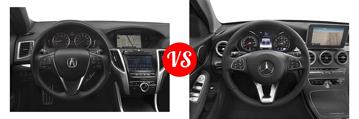 2019 Acura TLX Sedan w/A-SPEC Pkg / w/Technology Pkg vs. 2018 Mercedes-Benz C-Class Sedan C 300 - Dashboard Comparison
