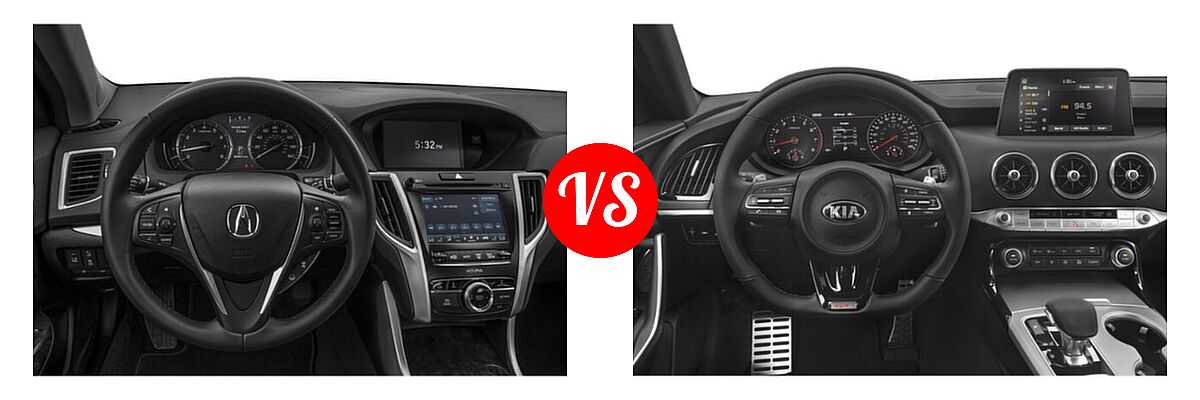 2019 Acura TLX Sedan w/Advance Pkg vs. 2020 Kia Stinger Sedan GT / GT-Line / GT1 / GT2 - Dashboard Comparison