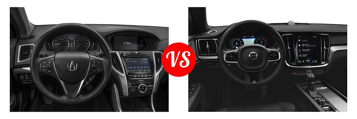 2019 Acura TLX Sedan w/Advance Pkg vs. 2021 Volvo S60 Sedan R-Design - Dashboard Comparison