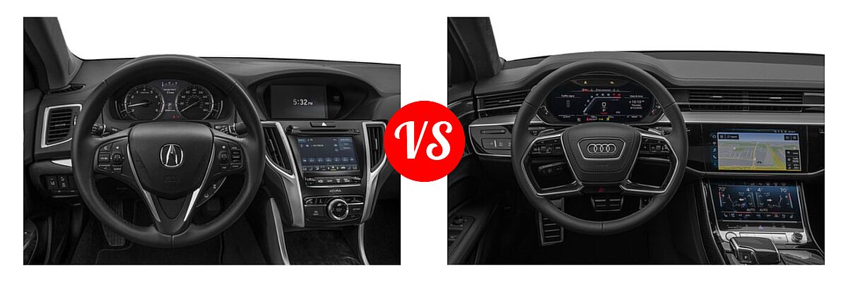 2019 Acura TLX Sedan w/Advance Pkg vs. 2021 Audi S8 Sedan 4.0 TFSI - Dashboard Comparison