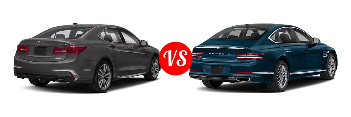 2019 Acura TLX Sedan w/Advance Pkg vs. 2021 Genesis G80 Sedan 2.5T / 3.5T - Rear Right Comparison
